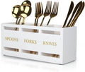 Ayiaren Wood Flatware Silverware Caddy White Cutlery Holder Kitchen Utensils by Ayiaren