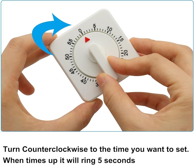 Hitefu 2 Pcs Square 60 Minute Mechanical Kitchen Timer, Visual Cooking Timer - Image 4
