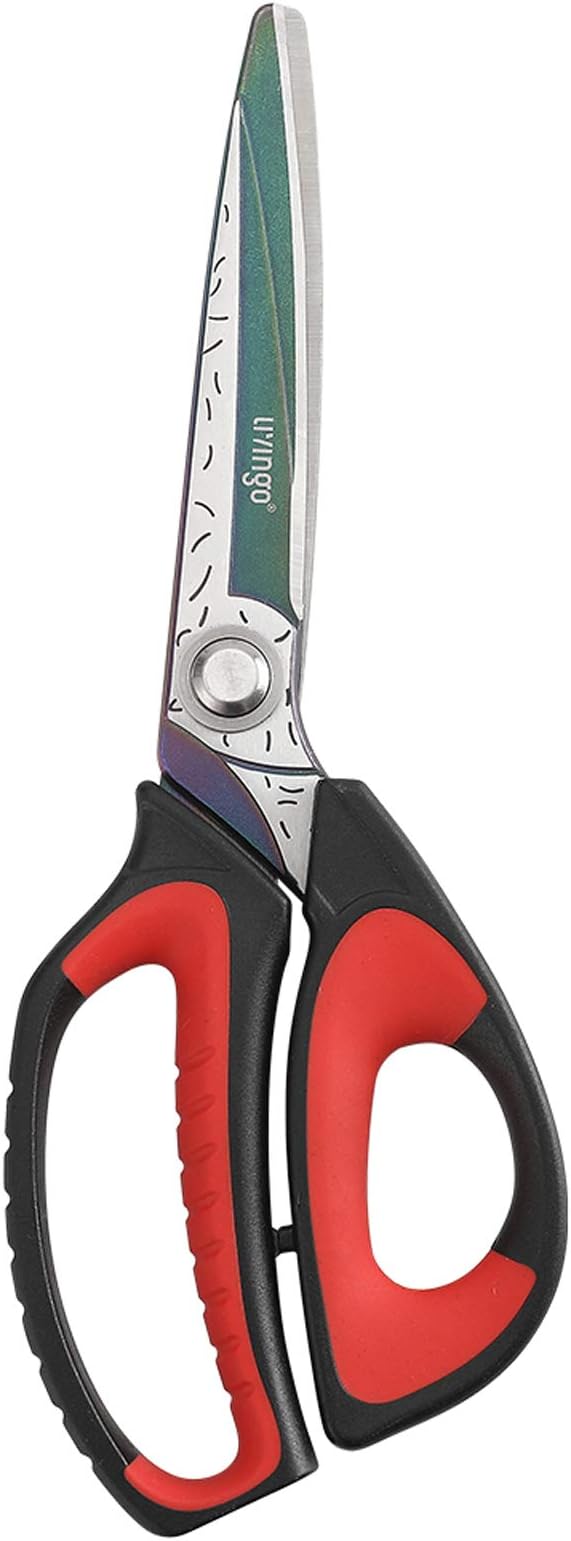 LIVINGO 10" Multipurpose Heavy Duty Scissors, Premium Titanium Coating Forged by LIVINGO