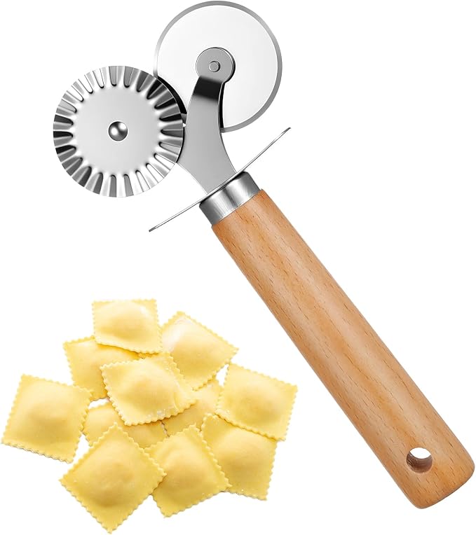 Oruola Pastry Cutter for Baking, Double Fluted Pastry Cutter Wheel, by Unknown