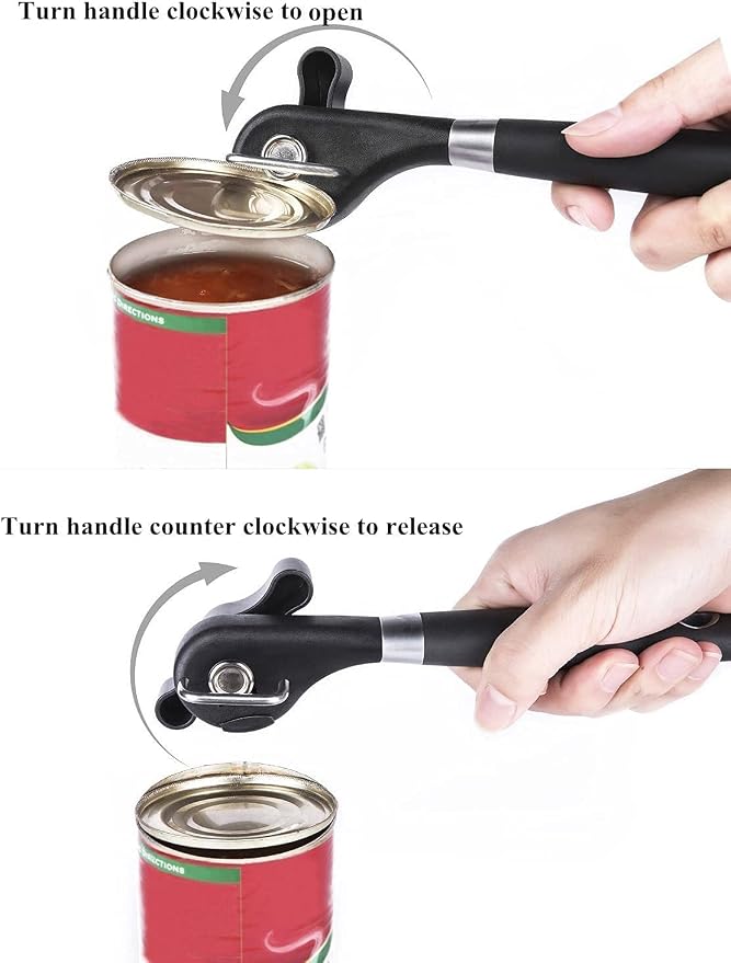 Safety Manual Can Tin Opener, Stainless Steel Ergonomic Anti Slip Design - Image 2