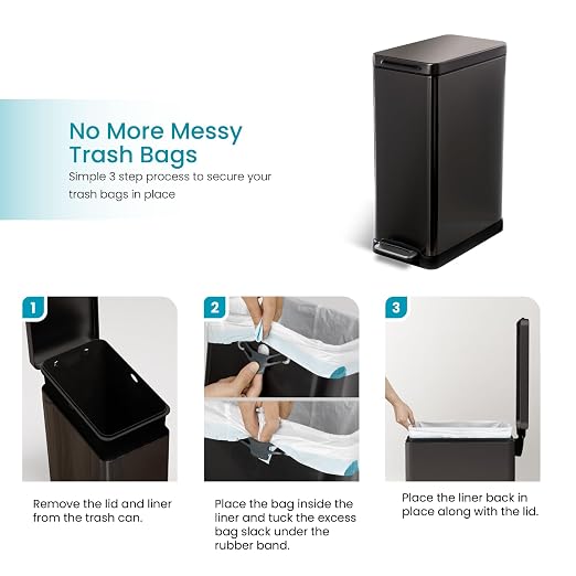Home Zone Living 12 Gallon Slim Kitchen Trash Can - Image 5