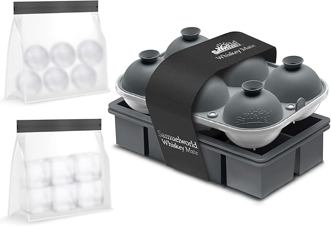 Samuelworld Premium Ice Tray Combo, New Upgraded Large Ice Sphere Maker Ice by Samuelworld