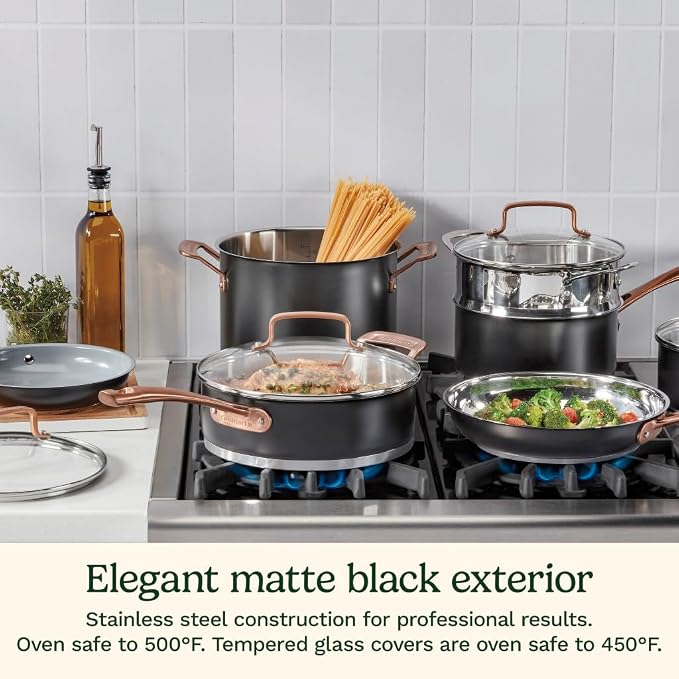 Cuisinart 11-Piece Matte Black Elegance Cookware Set - Image 2