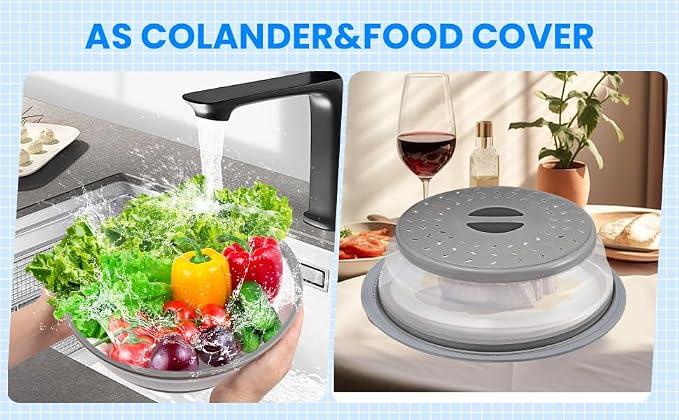 Microwave Cover for Food and Silicone Mat Collapsible Microwave Splatter Cover - Image 2