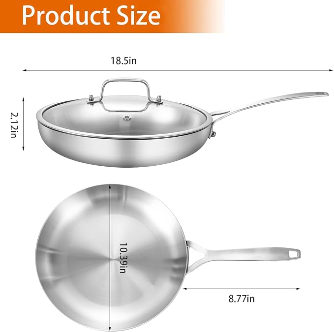 DELARLO 10inch Tri-Ply Stainless Steel Pan - Image 3