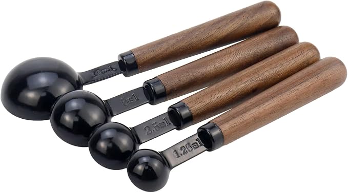 Set of 4 Measuring Spoons Black Measuring Scoops - Image 2