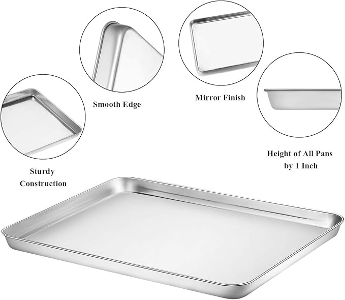 Baking Sheet with Rack Set, Wildone Stainless Steel Cookie Sheet Baking Pan - Image 3