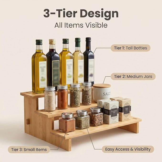 JinDoWin 3 Tiered Spice Rack Organizer - Image 8