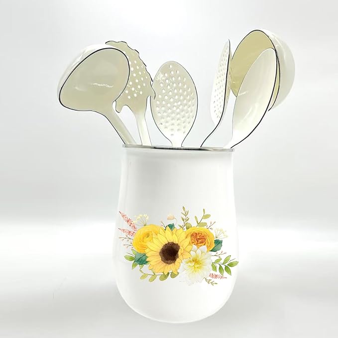 White Soup Ladle Spoons 13.7 Inch Big Serving Cooking Spoons Enamel Steel Stew - Image 7
