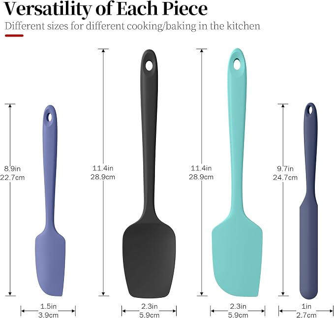 Heat Resistant Silicone Spatula Set of 4, Luxiwise 600ºF High Temp Baking - Image 2