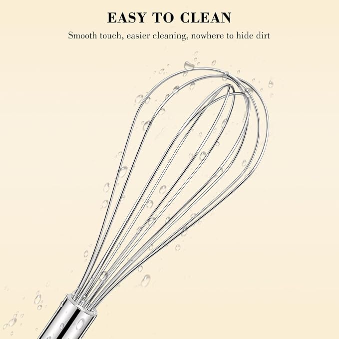 NileHome Stainless Steel Whisk Set 8" 10" 12" Kitchen Whisk Balloon Whisk - Image 5