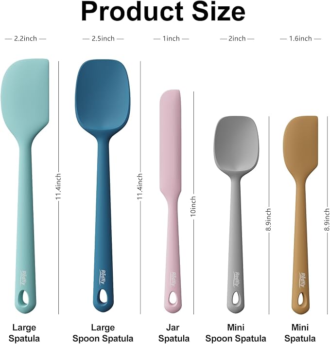 Redfly Silicone Spatula Set, 5 Piece Food Grade Silicone Cooking Utensils Set - Image 2