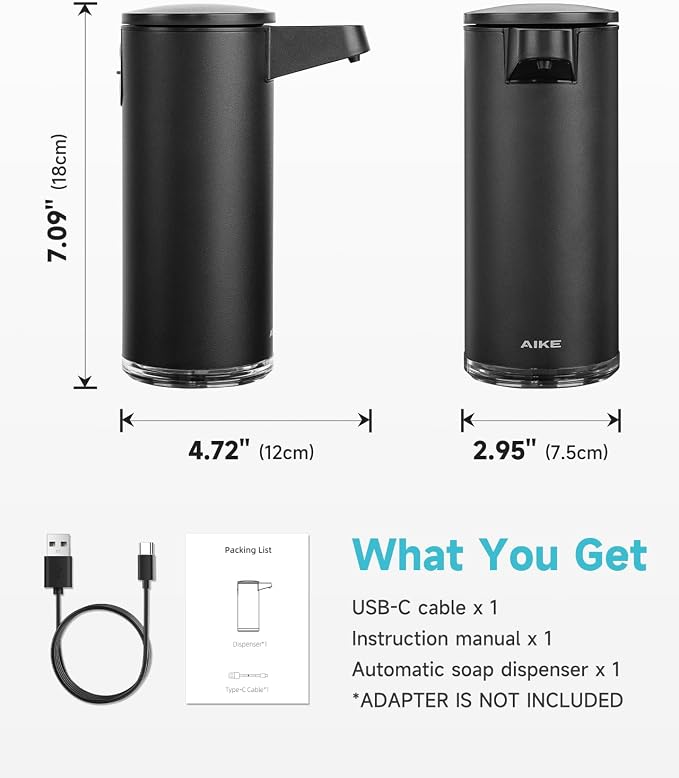 AIKE SensePro Automatic Soap Dispenser Type-C Rechargable, Stainless Matte - Image 5