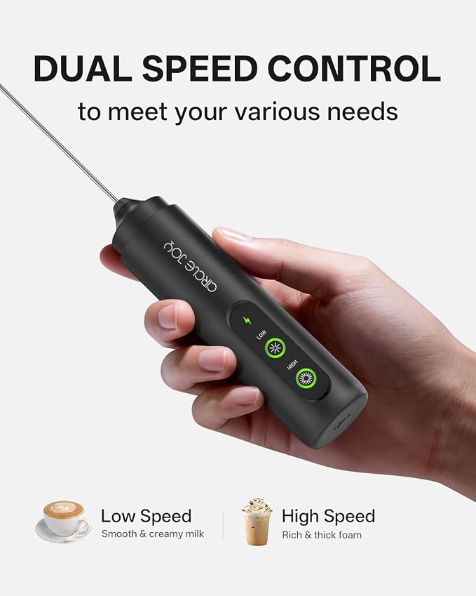 CIRCLE JOY Rechargeable 2-Speed Handheld Milk Frother - Image 4