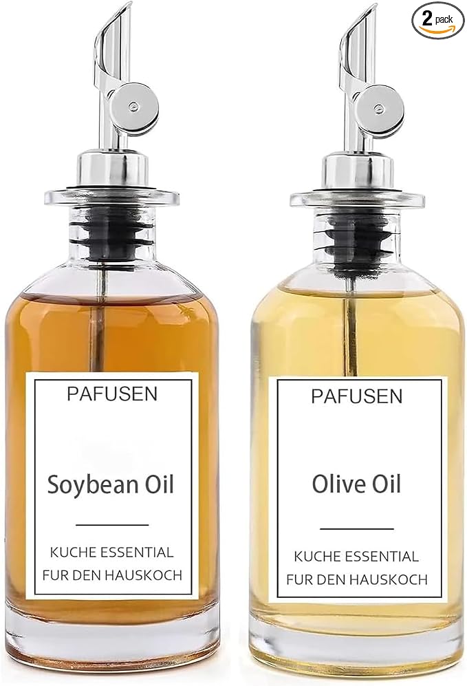 Pafusen 2 Pack Olive Oil Dispenser Bottle, 12 oz Oil Bottles by Pafusen