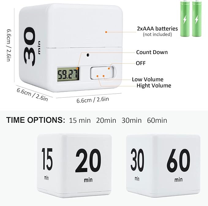 Feilifan Cube Timer, Productivity Cube Flip Timer - Image 2