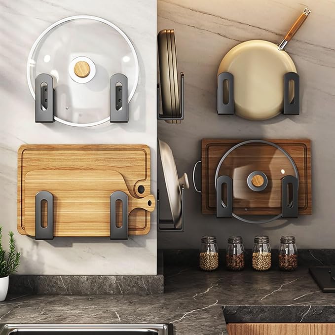 Pot Lid Rack, Wall Mounted 304 Stainless Steel Pan Lid Organizer Holder - Image 9