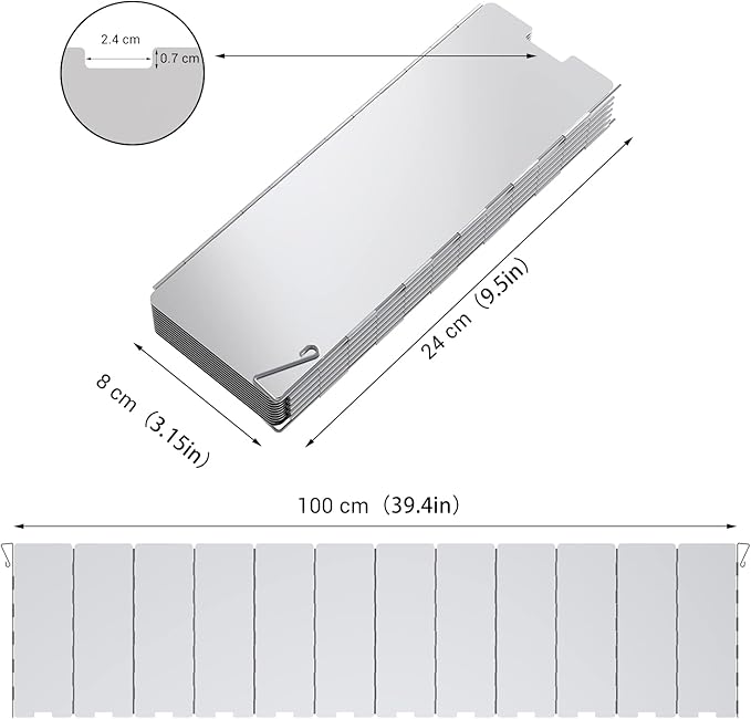 Camp Stove Windscreen, Ohuhu Camping Stove Windscreen 8/10/12 Plates Aluminum - Image 2