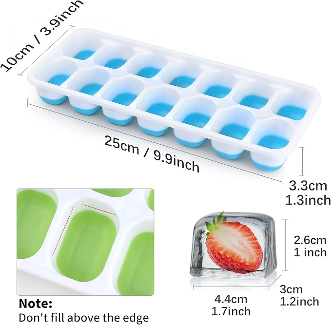 Silicone Ice Cube Tray, Jrisbo 4 Pack Easy-Release & Flexible 14-Ice Cube Trays - Image 6
