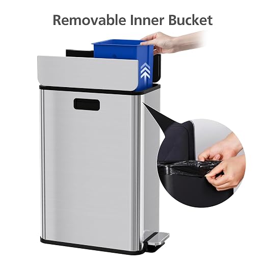 Garvee Kitchen Dual Trash Can, 15 gal Large Recycling Bin Garbage Can - Image 4