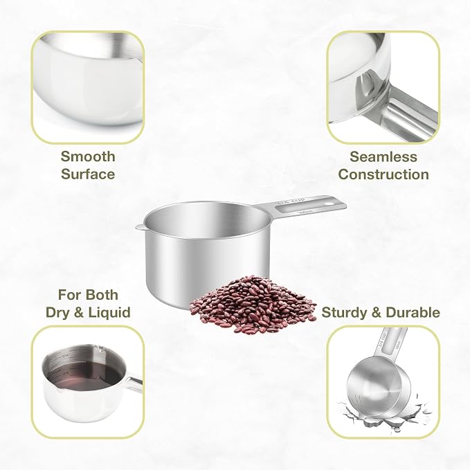 1PCS 3/4Cup Single Measuring Cup, Etched Inner Scale Stainless Steel Measure - Image 5