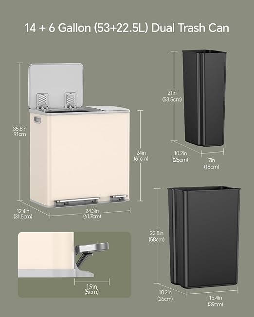 Lovewind Dual Trash and Recycling Bins - Image 2