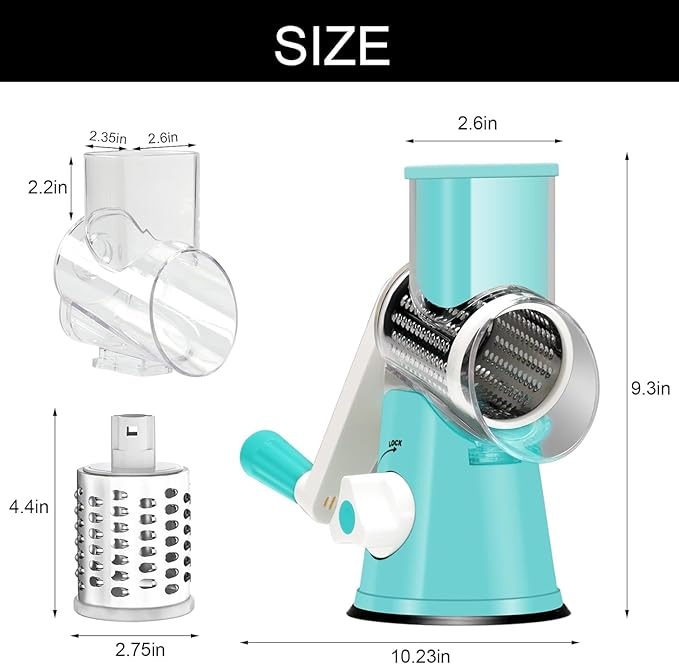 Cambom Rotary Cheese Grater Hand Crank Cheese Shredder - Image 5