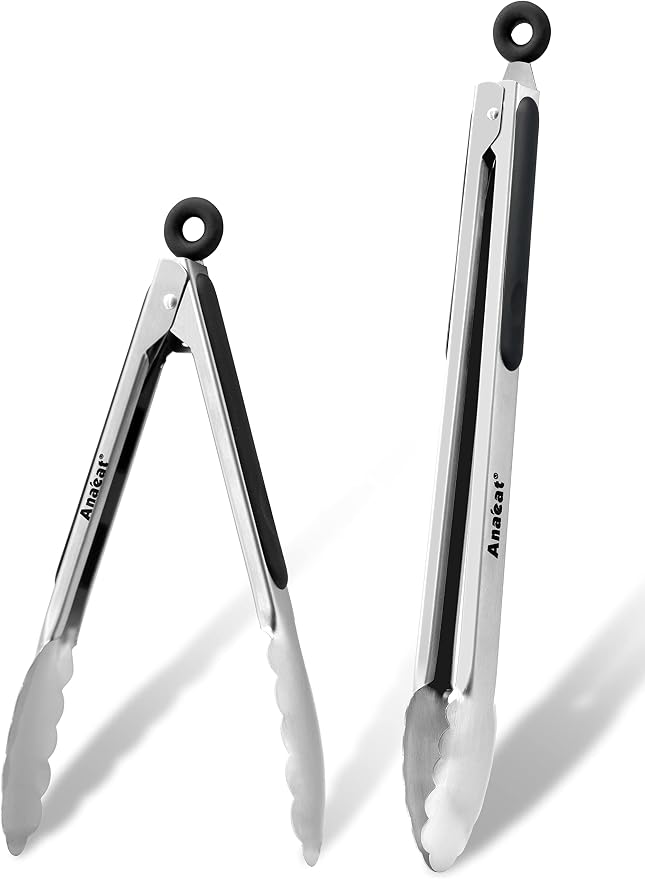 Anaeat Premium Stainless Steel Kitchen Tong Set of 2 by Anaeat