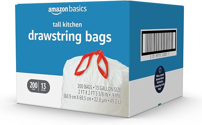 Amazon Basics Tall Kitchen Drawstring Trash Bags, 13 Gallon - Image 4