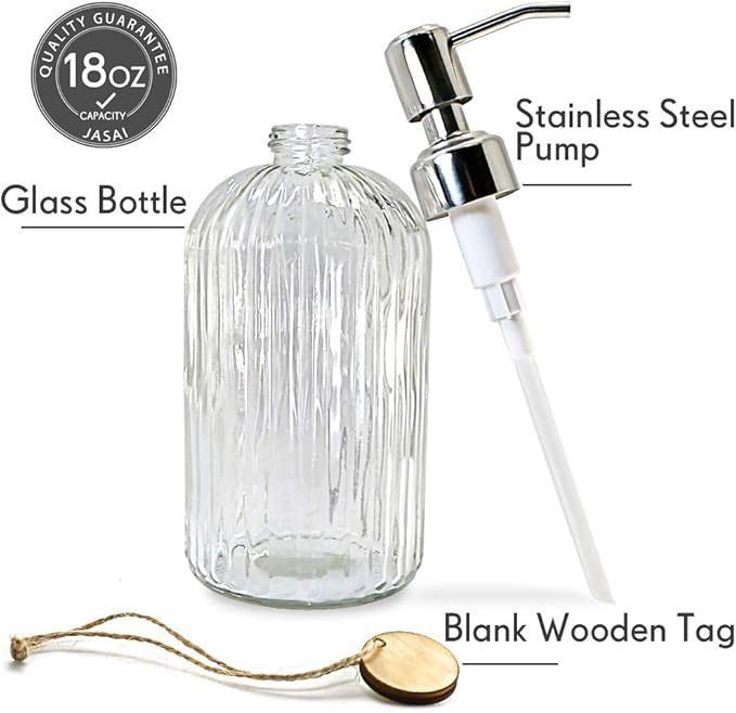 JASAI 18 Oz Clear Glass Soap Dispenser - Image 2