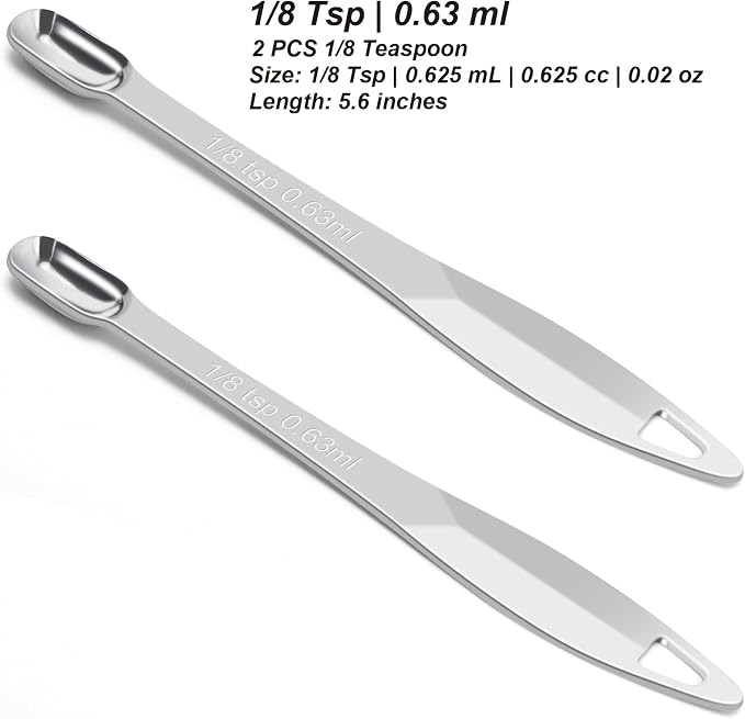 2 Pcs 1/8 Teaspoon Stainless Steel Single Measuring Spoon, Long Handle Metal - Image 2