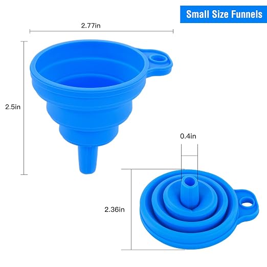 Kitchen Silicone Collapsible Funnel Set of 3, Small and Large, - Image 3