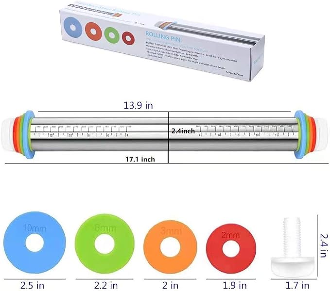 Adjustable Rolling Pin with Thickness Rings - Image 7