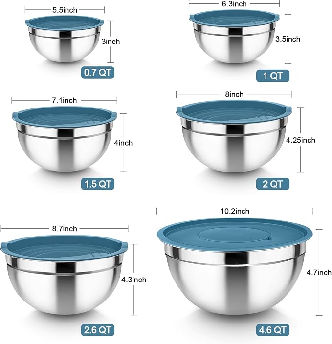 TeamFar Mixing Bowls with Lids Set, - Image 2