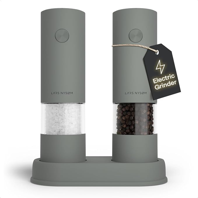 LARS NYSØM Electric Salt and Pepper Grinder Set I Automatic Salt and Pepper by LN