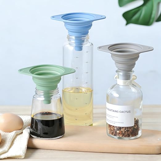 Kitchen Funnel Set 3 Pack, Collapsible Silicone Funnel - Image 4