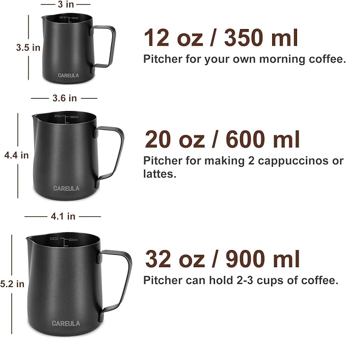 Milk Frothing Pitcher, 20oz Stainless Steel Milk Frother Cup Steaming Pitcher - Image 3