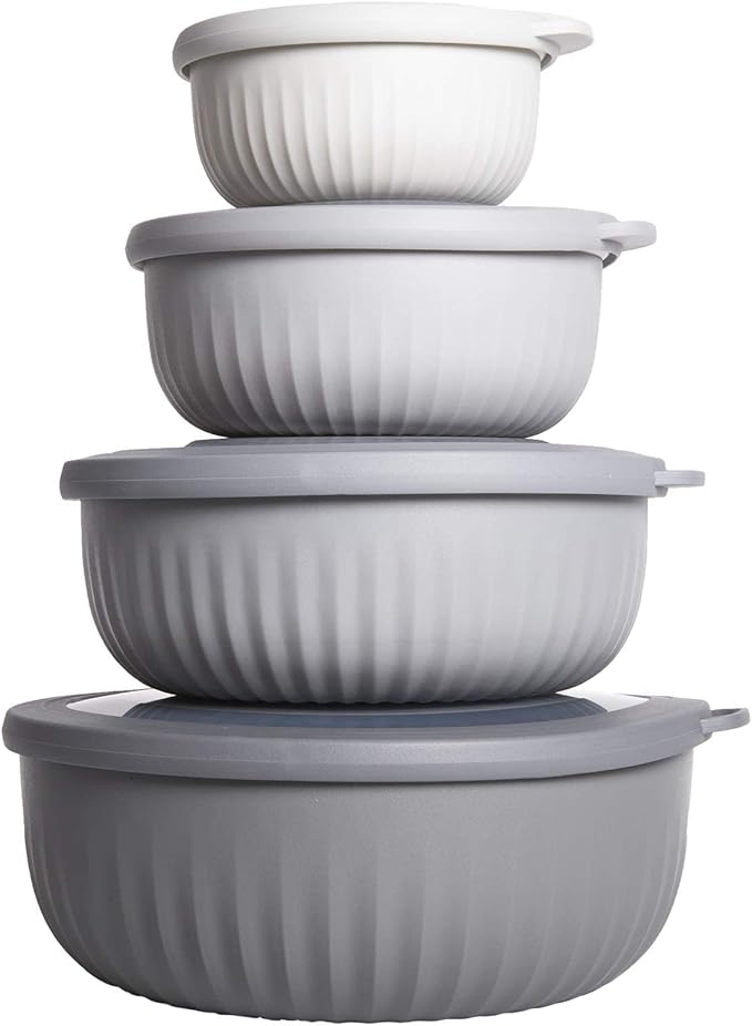 COOK WITH COLOR Prep Bowls with Lids- Wide and Deep Nesting Plastic Small by CookwithColor