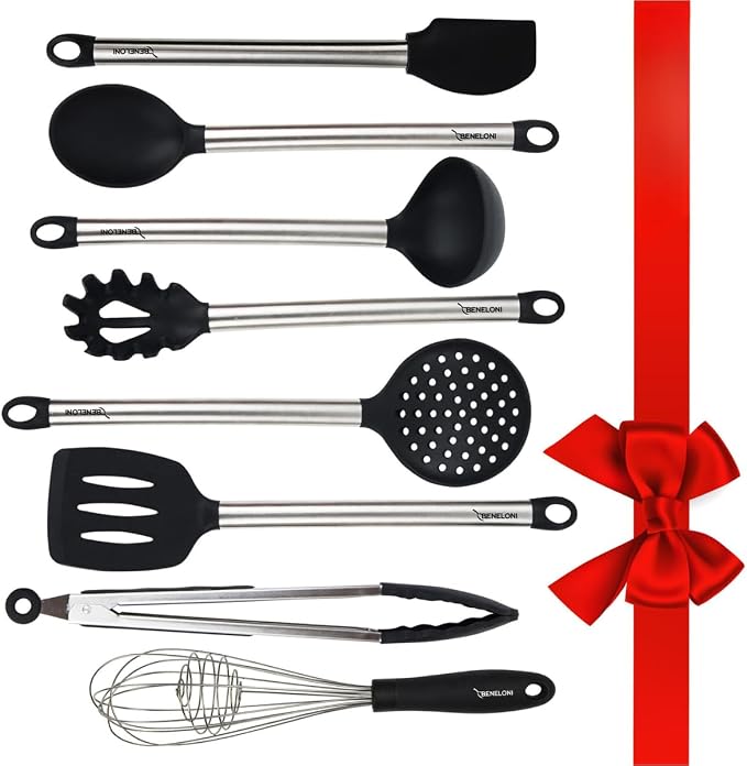 PREMIUM Silicone Kitchen Serving Utensil Set by Beneloni