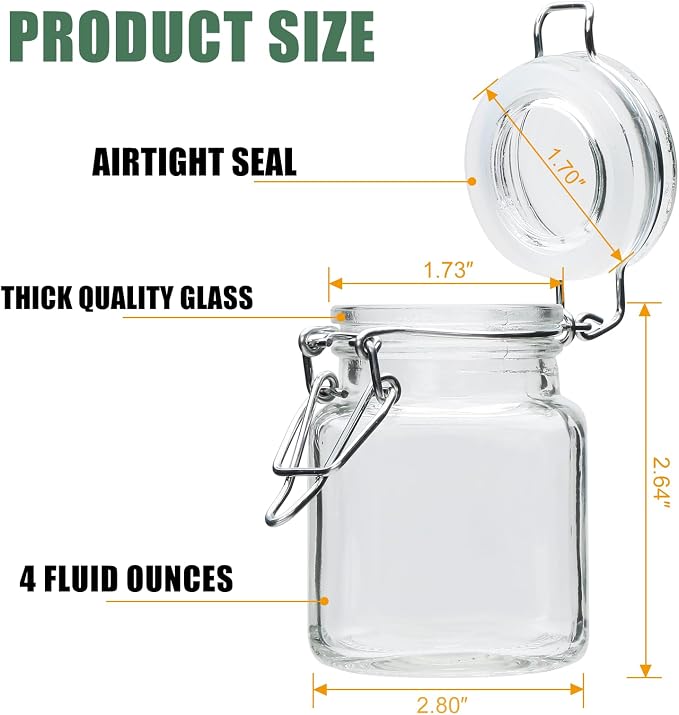 Small Glass Jars with Lids, 4 oz Spice Jars with Labels, Small Glass Containers - Image 3