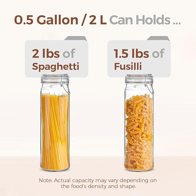 ComSaf 3-Pack 68oz 13-Inch Tall Glass Pasta Containers - Image 3