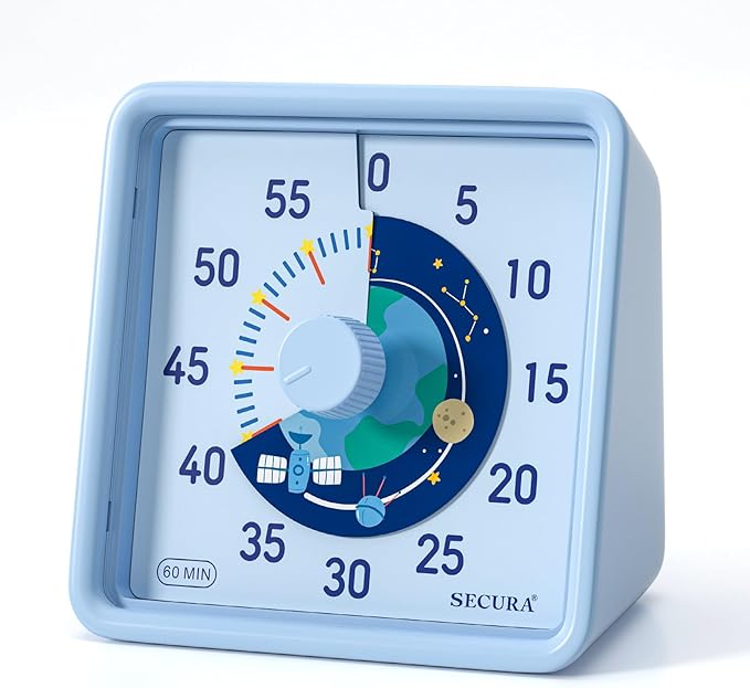 Secura 60-Minute Visual Timer for Kids, Time Clocks, Countdown Timer for Office by Secura