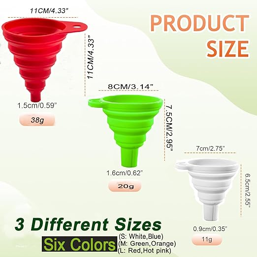 Kitchen Funnel Set of 6, Large Medium and Small, 2025 Upgrade Silicone Kitchen - Image 2