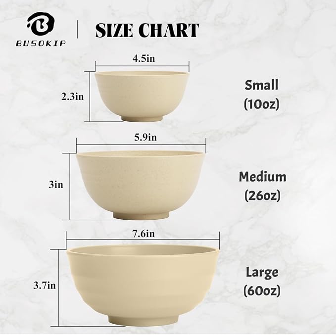 Beige Wheat Straw Bowls, 10 OZ Snack Bowl Set of 8, Unbreakable Ice Cream Bowl - Image 4