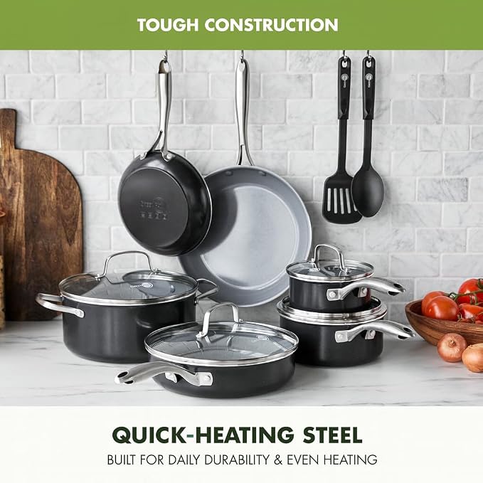 GreenPan 12 Piece Nonstick Swift Cookware Set, Ceramic PFAS-Free Pots & Pans - Image 5