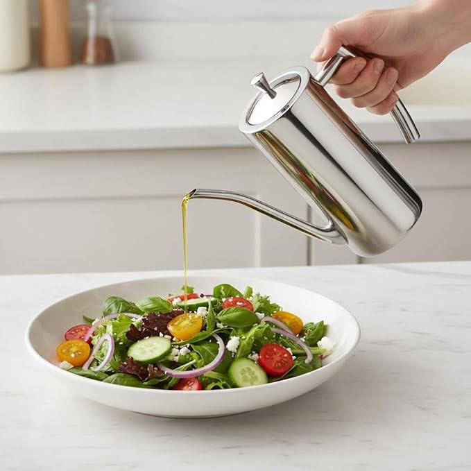 KSENDALO Stainless Steel Olive Oil Dispenser - 24oz/700mL Leakproof Oil Bottle - Image 3