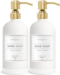 Vine Creations White Glass Soap Dispenser, 2 Pack Kitchen Soap Dispenser Set by VineCreations