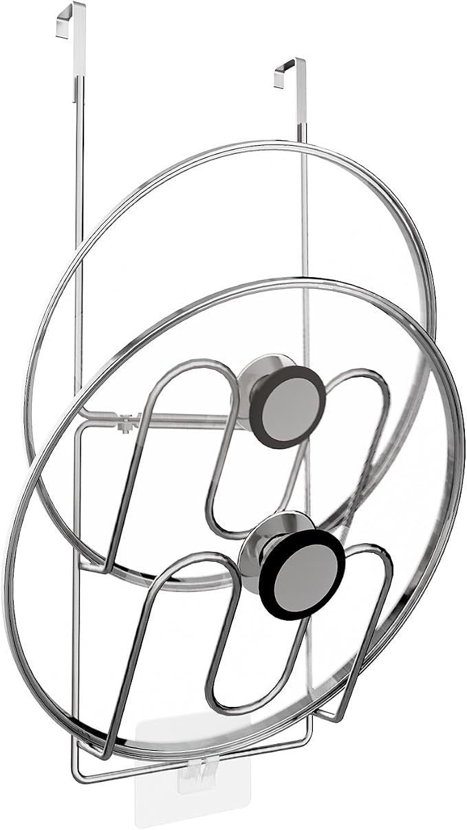 Over Cabinet Door Pot Lid Organizer, 2-Tier Stainless Steel Pan Cover Rack by Unknown
