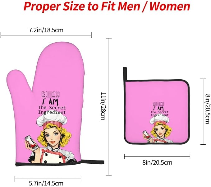 Funny Oven Mitts and Pot Holders Sets, Cute Kitchen Oven Mitts Heat Resistant - Image 4